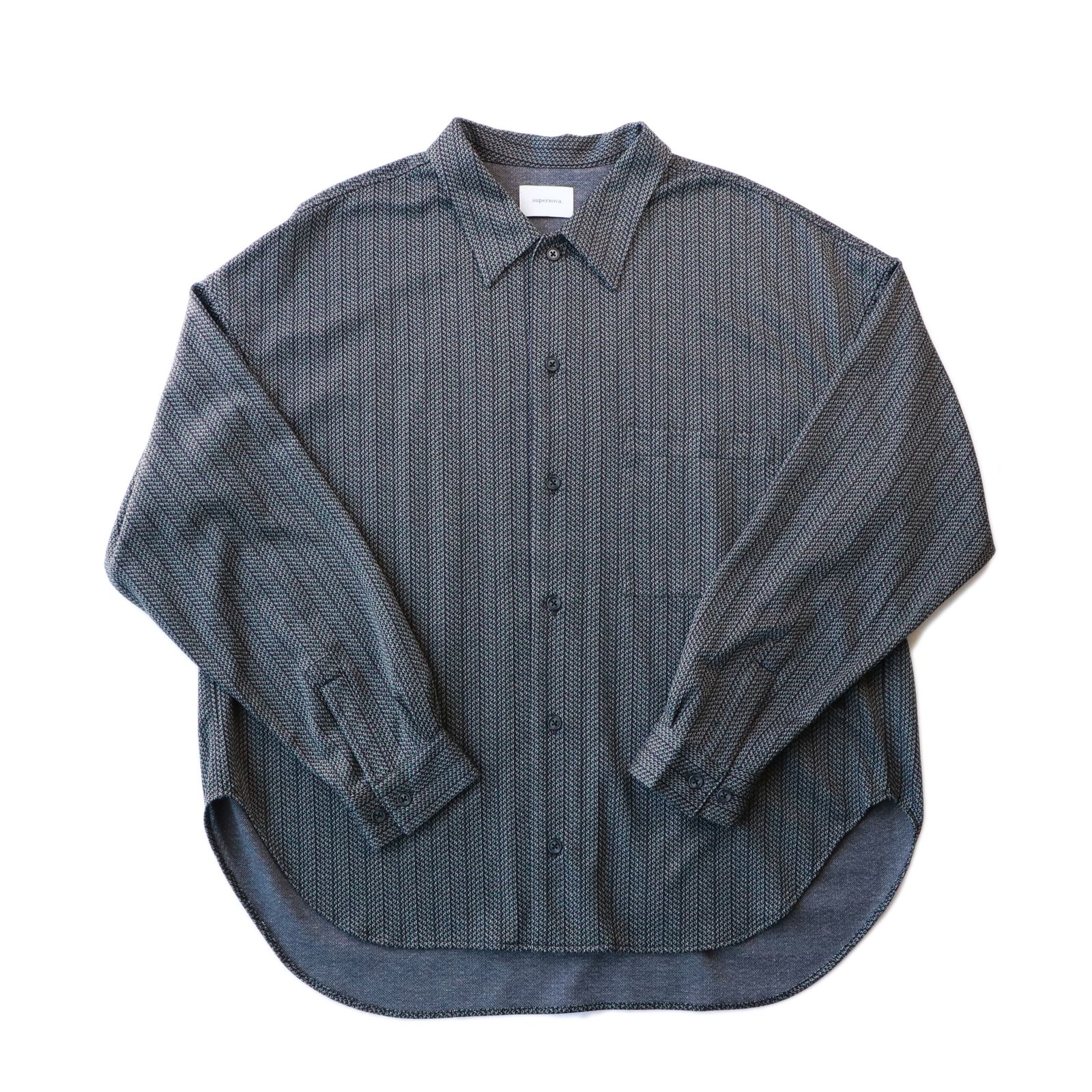 Regular fit big shirt - Herringbone jersey / レギュラーフィット ビッグシャツ ヘリンボーンストライプ / SN-398A