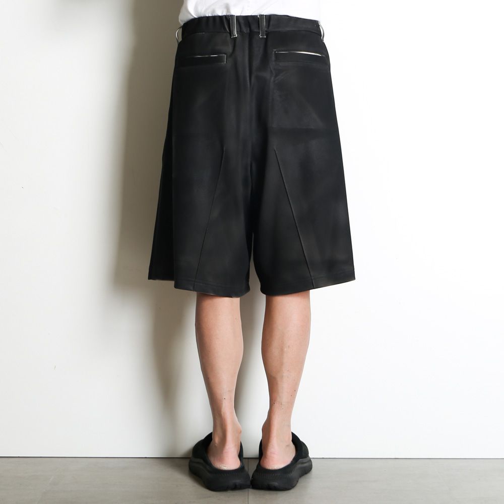 "Leather Coating Jersey" Short Track Pants - Black / レザーコーティングジャージ ショートトラックパンツ / TA26SS-PT090
