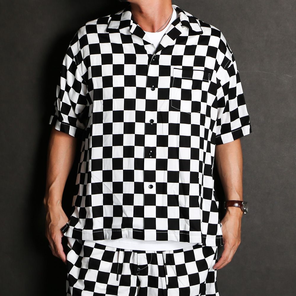 MINEDENIM - CU.Denim Checker flag S/S Open Collar SH / 2306-5001