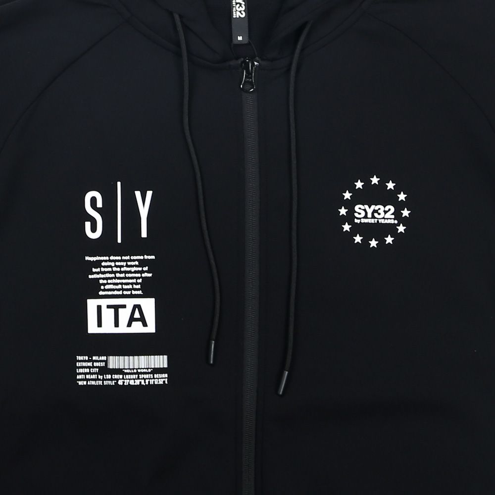 SY32 by SWEET YEARS - MULTI LOGO HIGH QUALITY ZIP HOODIE