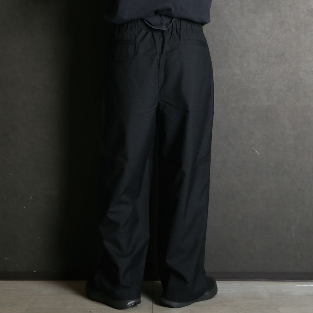 WIDE CYLINDER FIT EASY PANTS - CHANBRAY BLACK / 2/72 ウールトロピカルワッシャー - ワイドシリンダーフィット イージーパンツ / M26A11PT01C
