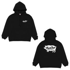 【ラスト1点-サイズM】 SCRIPT PORK HOODIE - BLACK / プルオーバーパーカー