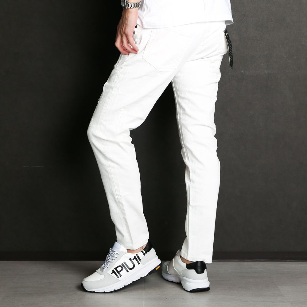 WHITE DAMAGE DENIM PANTS / アンクル ダメージデニムパンツ / USB-21015