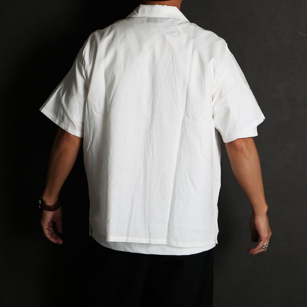 【ラスト1点-サイズS】 Aloha shirt - Big flowers embroidery / アロハシャツ - ビッグフラワーエンブロイダリー / SN-616A