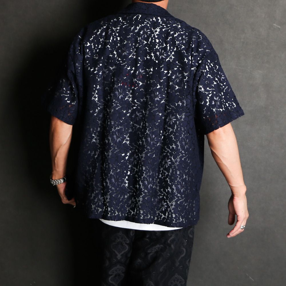 superNova. - Aloha shirt - Flower lace - Navy / アロハシャツ ...