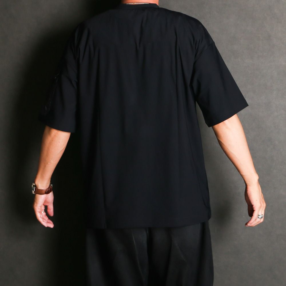 MILITARY NYLON OVER TEE - BLACK / ナイロンポケットビッグTシャツ / RC40-T-008