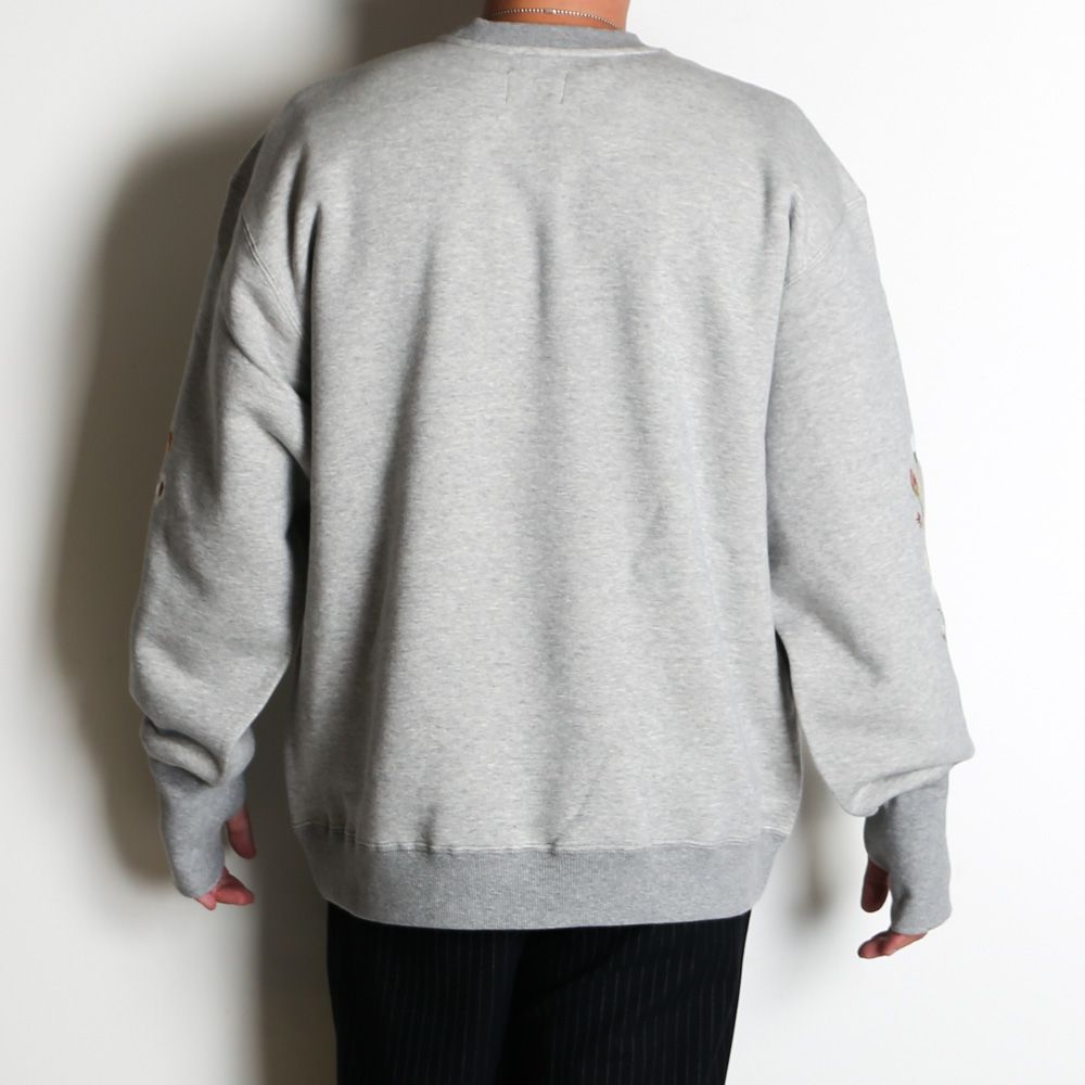 Embroidered Jacquard Crewneck Sweatshirt - Gray / クルーネック スウェット / SN-632B