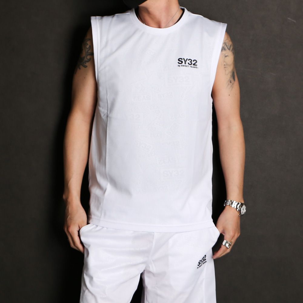 SY32 by SWEET YEARS - EMBOSS LOGO NO SLEEVE TEE