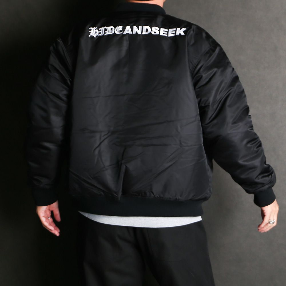 HideandSeek - Nylon Varsity Jacket(24aw) - BLK / ナイロン バーシティジャケット スタジャン /  HJ-110224 | chemical conbination