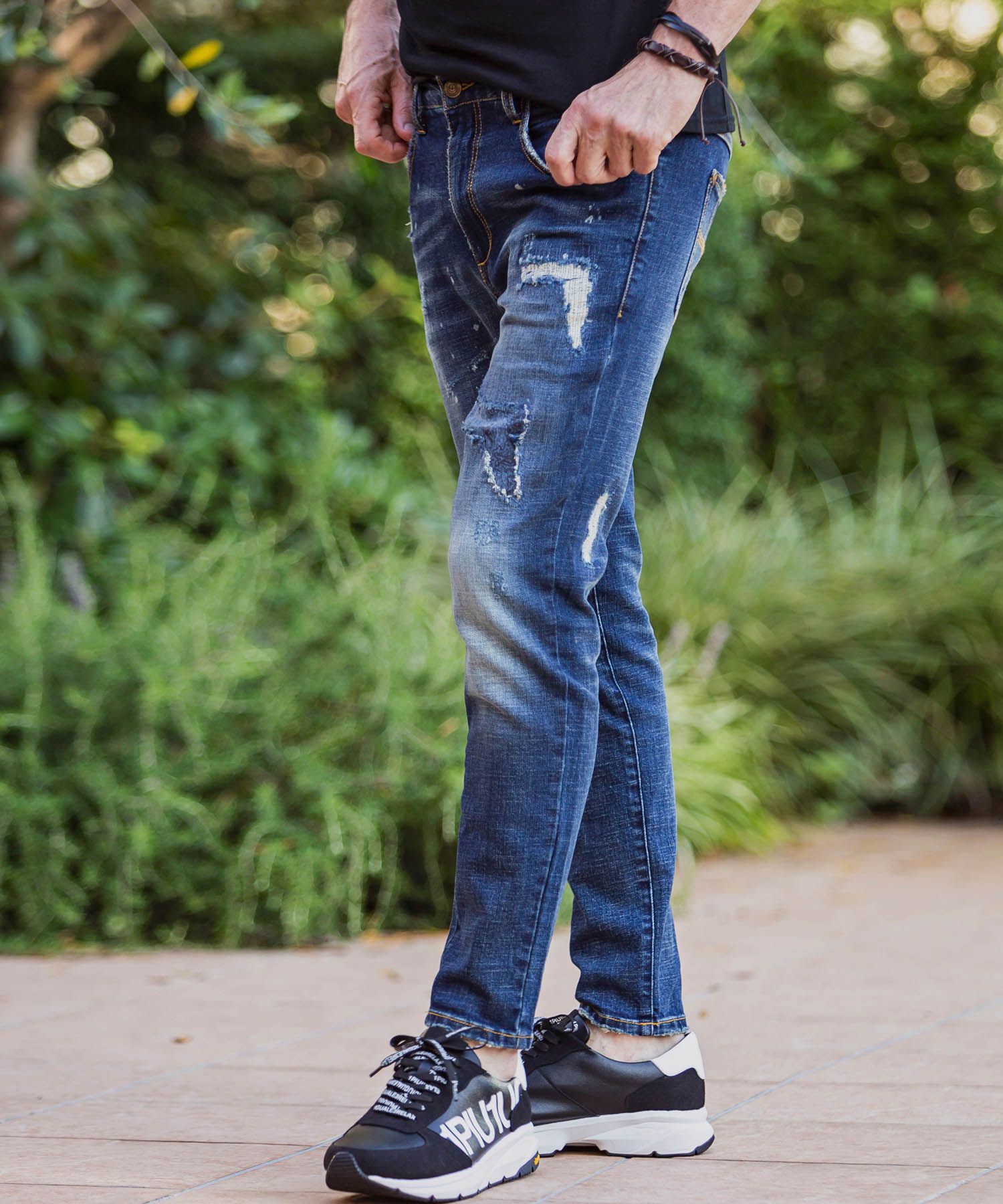 INDIGO DAMAGE DENIM PANTS / アンクル ダメージデニムパンツ / USB-21013