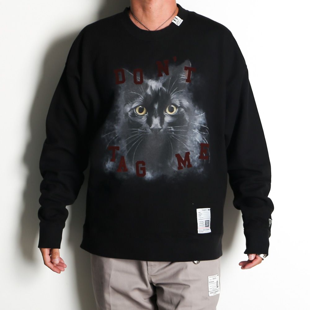 Cat Printed Sweatshirt - BLACK / キャット プリント スウェットシャツ / J17PO782