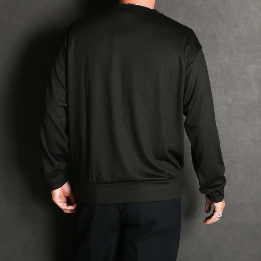 【ラスト1点-サイズ4】 Crew Neck L/S Tee - Dark Olive / スーパー100sウォッシャブルウール天竺 - クルーネック L/S Tee / M26C15CS03C