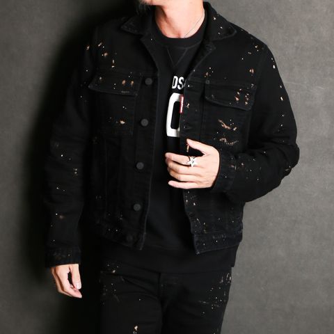 【ラスト1点-サイズ46】 ICON Black Milky Wash Denim Jacket / デニムジャケット / S74AM0056/S30564 S74AM0056/S30564 DSQUARED2