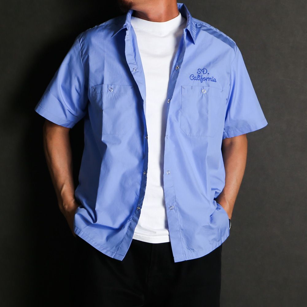 【ラスト1点-サイズL】 SD Dress Work Shirt SS - Blue / ワークシャツ / SHOSD220