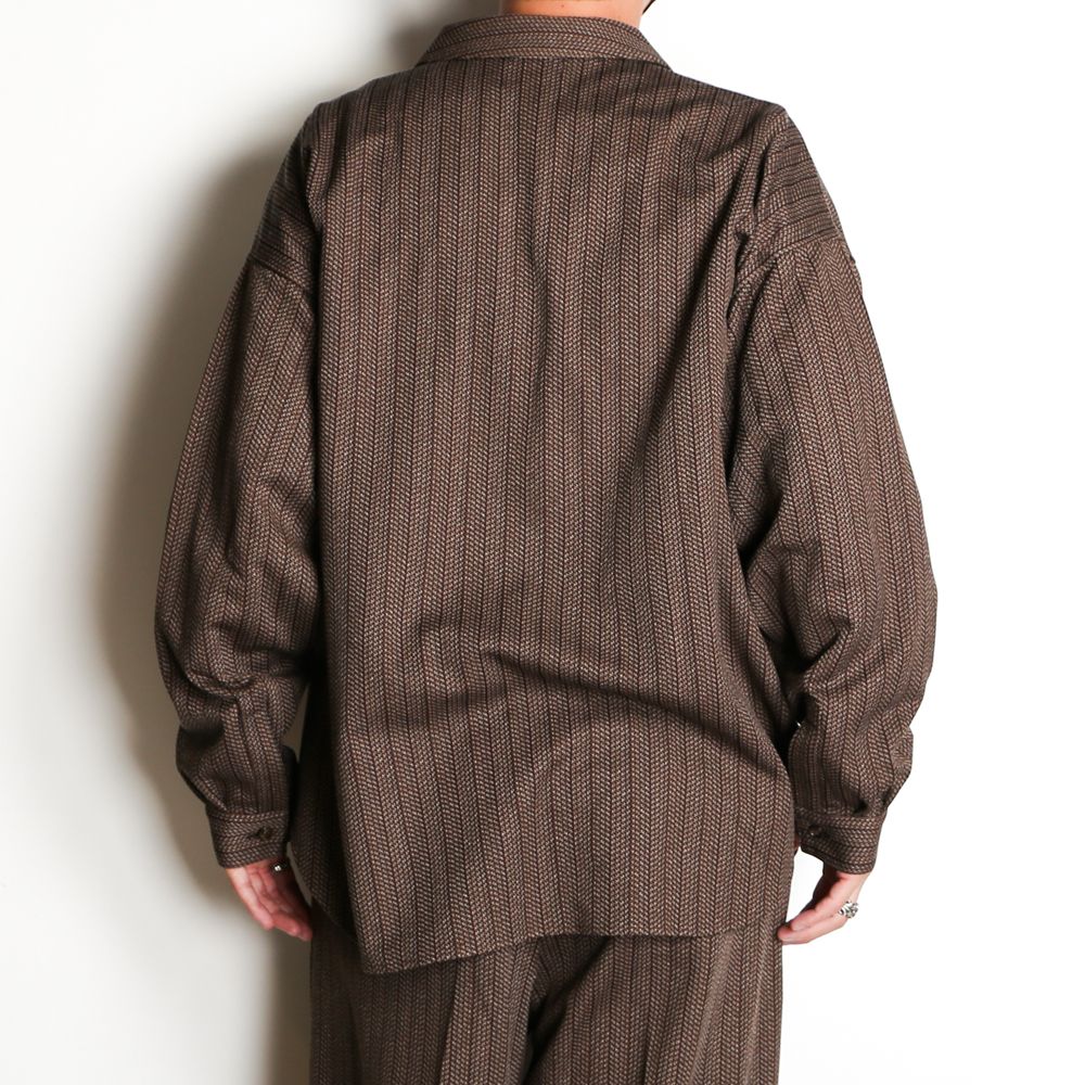 Regular fit big shirt - Herringbone jersey / レギュラーフィット ビッグシャツ ヘリンボーンストライプ / SN-398B