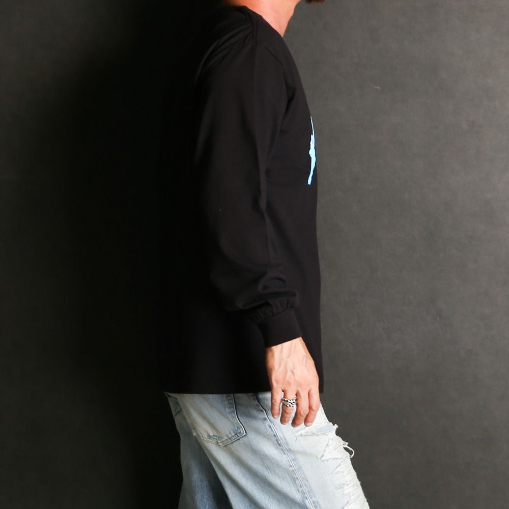 【ラスト1点-サイズXL】 T-SHIRT L/S JOINT - Black × Blue / ロングスリーブ Tシャツ / 1242027