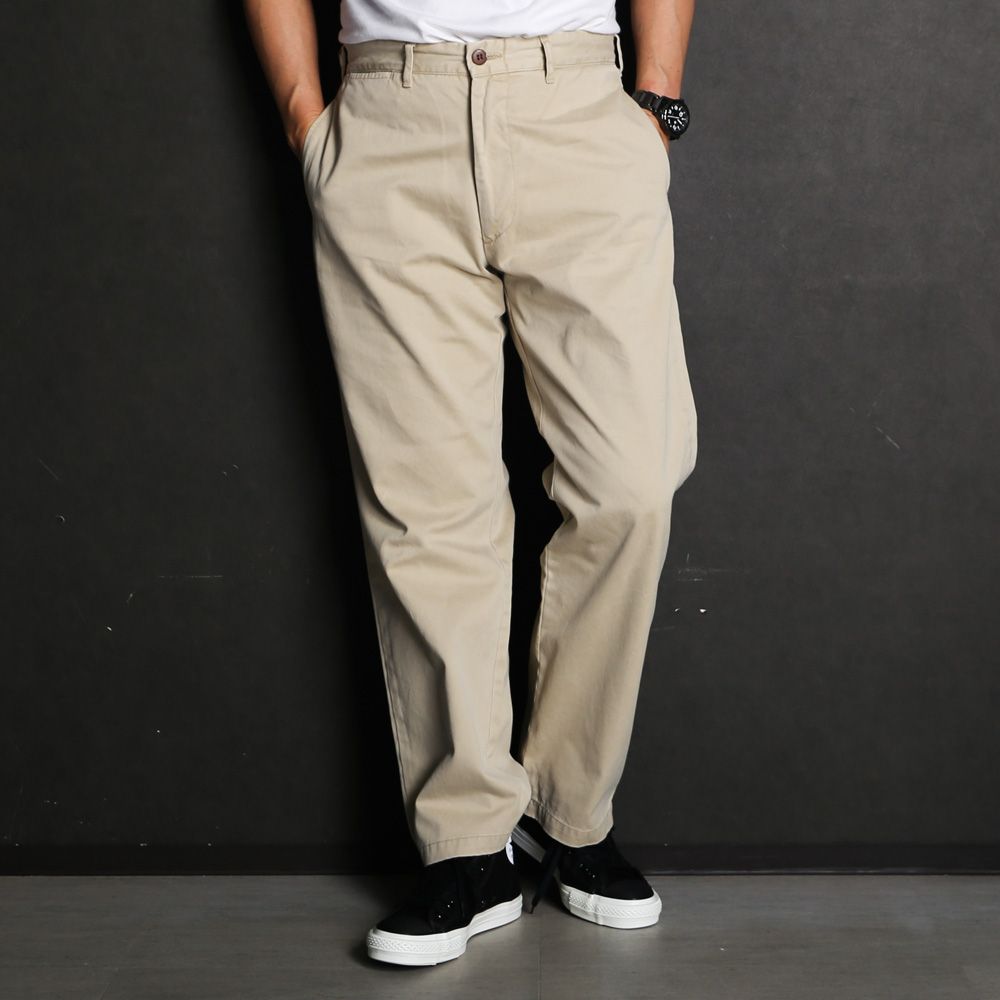 SD Chino Pants W Vintage Wash - Beige / ワイドシルエット チノパンツ / BTKPC270