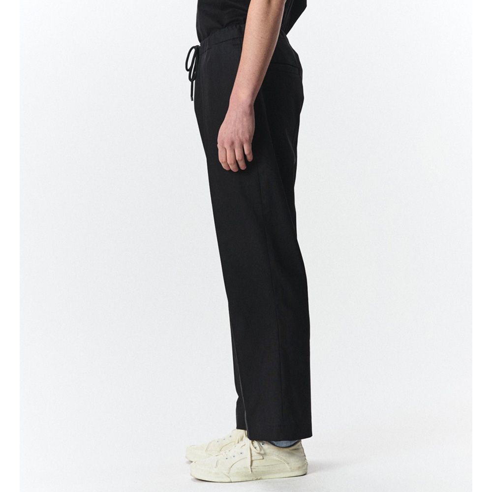 Flat Tapered Easy Trousers - Black / オーガニックGIZA60/3サバイバルクロス® - フラットテーパードイージートラウザーズ / A26C03PT01C
