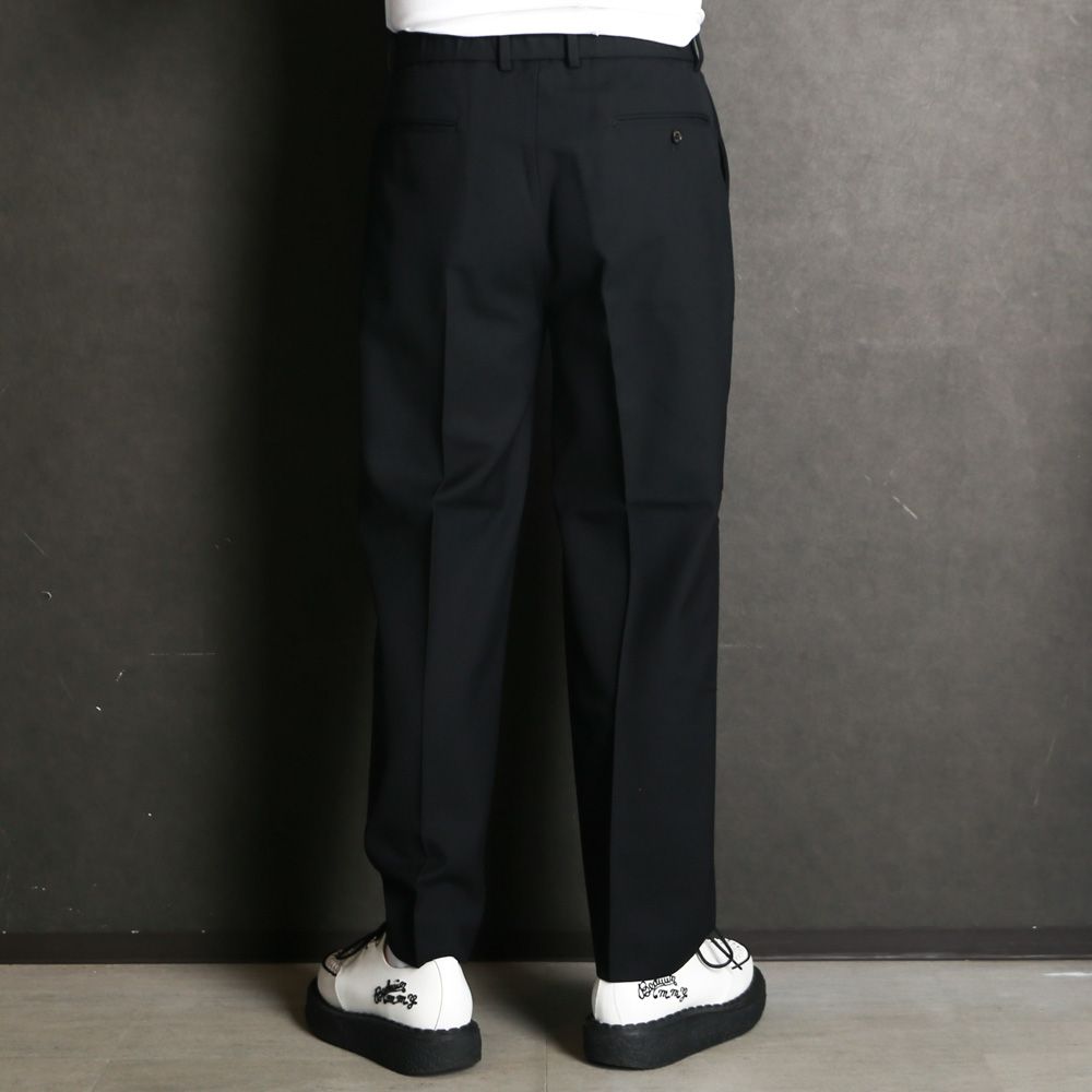 Flat Tapered Trousers - Black / 3/60 オーガニックウールサバイバルクロス® - フラットテーパードトラウザーズ / A26C07PT01C