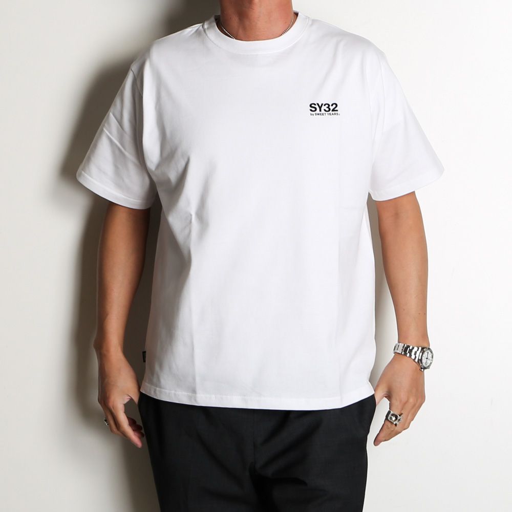 BACK SLASH BIG LOGO TEE - WHITE × BLACK / グラフィックTシャツ / 14154J-W