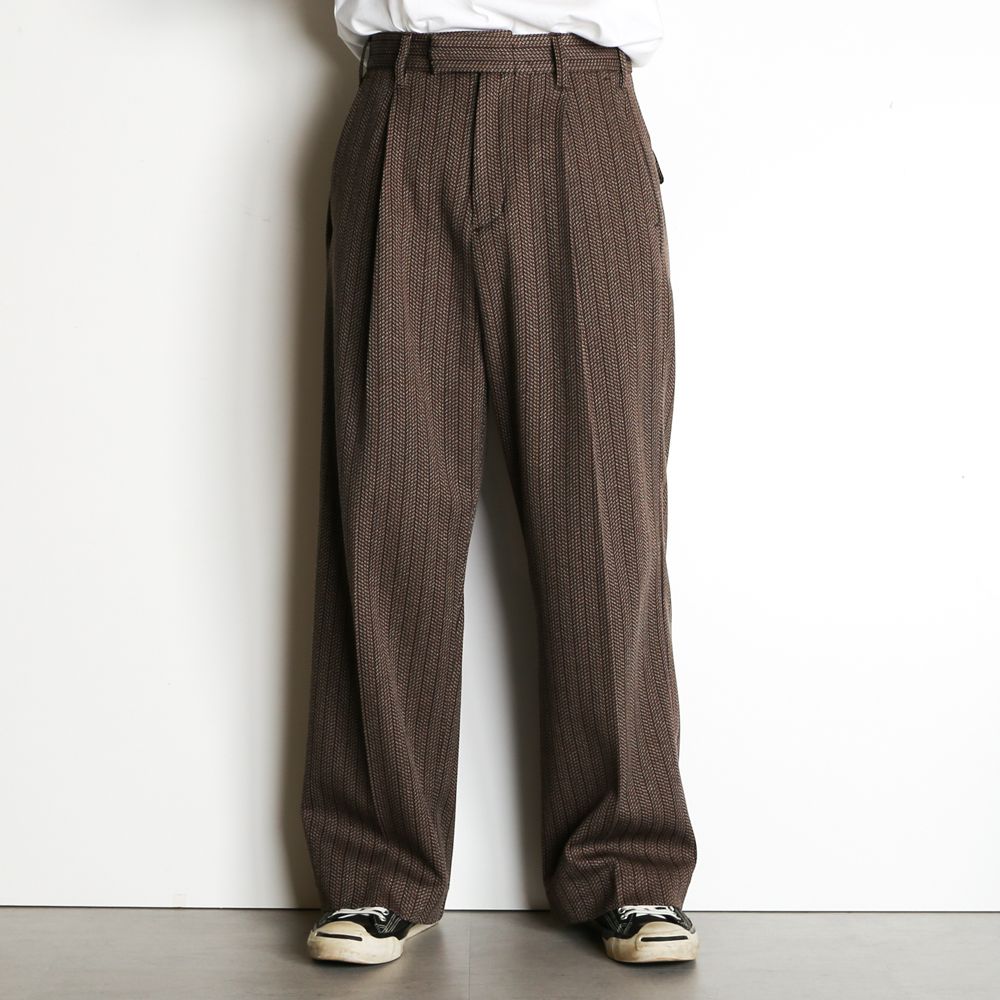 superNova. - 1 tuck wide trouser - Herringbone jersey / 1タック