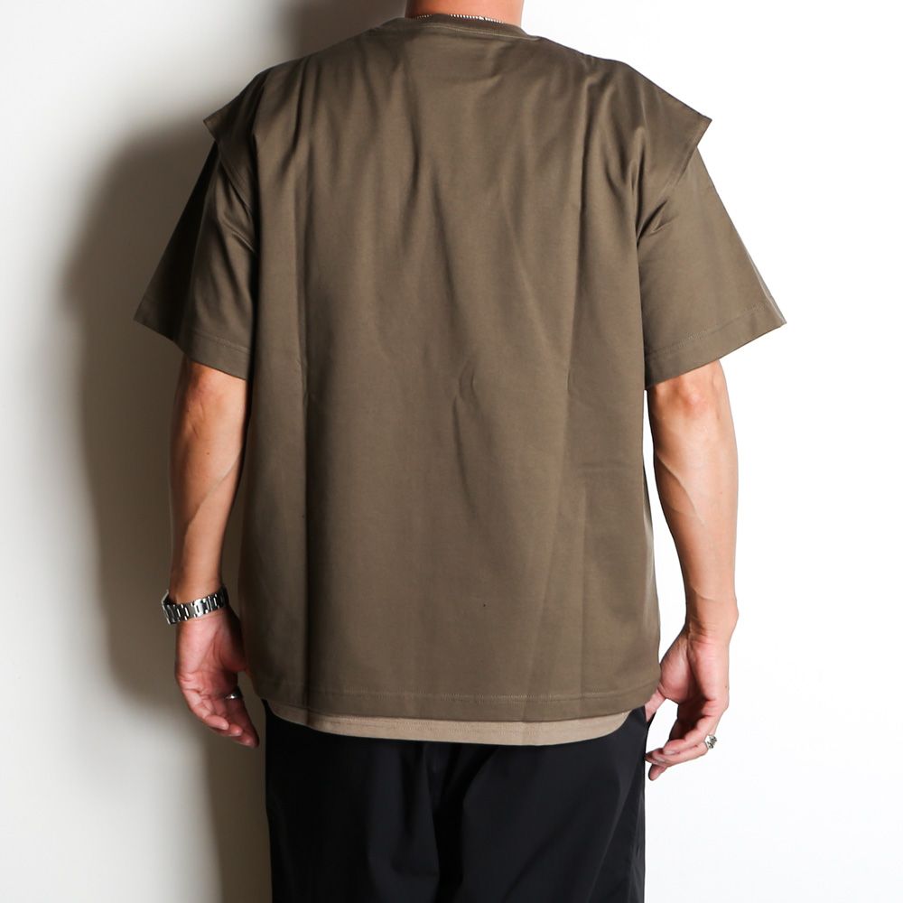 【ラスト1点-サイズ2】 THE FUNCTIONAL LAYERED S/S TEE WITH BREATHABLE - KHAKI / 2401002