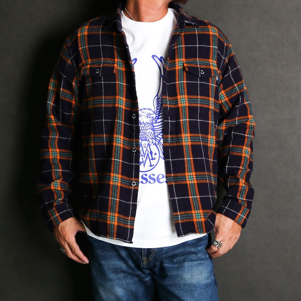 COTTON FLANNEL NAVY CHECK SHIRT / コットンフランネル レギュラーカラーシャツ / 24'RS-0807