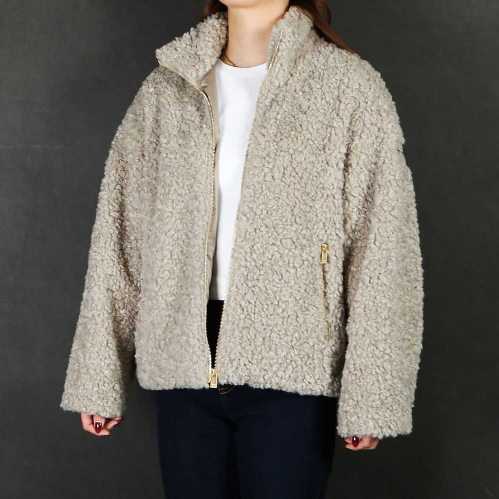 【ラスト1点-サイズ2】【レディース】 LUELA ルエラ - L.GRAY / ボア スタンドカラーブルゾン (フリース) / LJXA0041033588