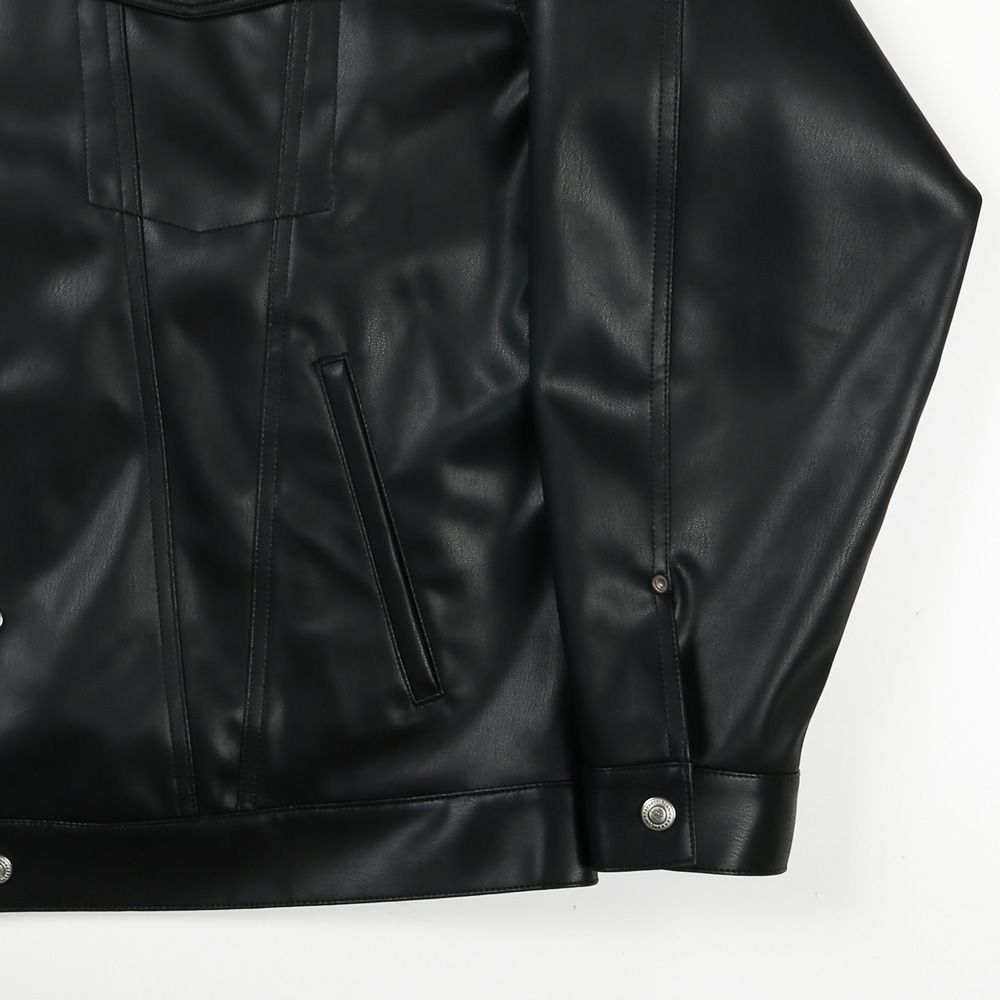 LEATHER OVER 3RD G - BLACK / エコレザージャケット / RC37-JK-006
