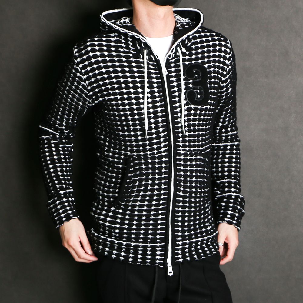 BIG WAFFLE "3" KNIT HOODIE / ビッグワッフル ジップパーカー / USO-21029