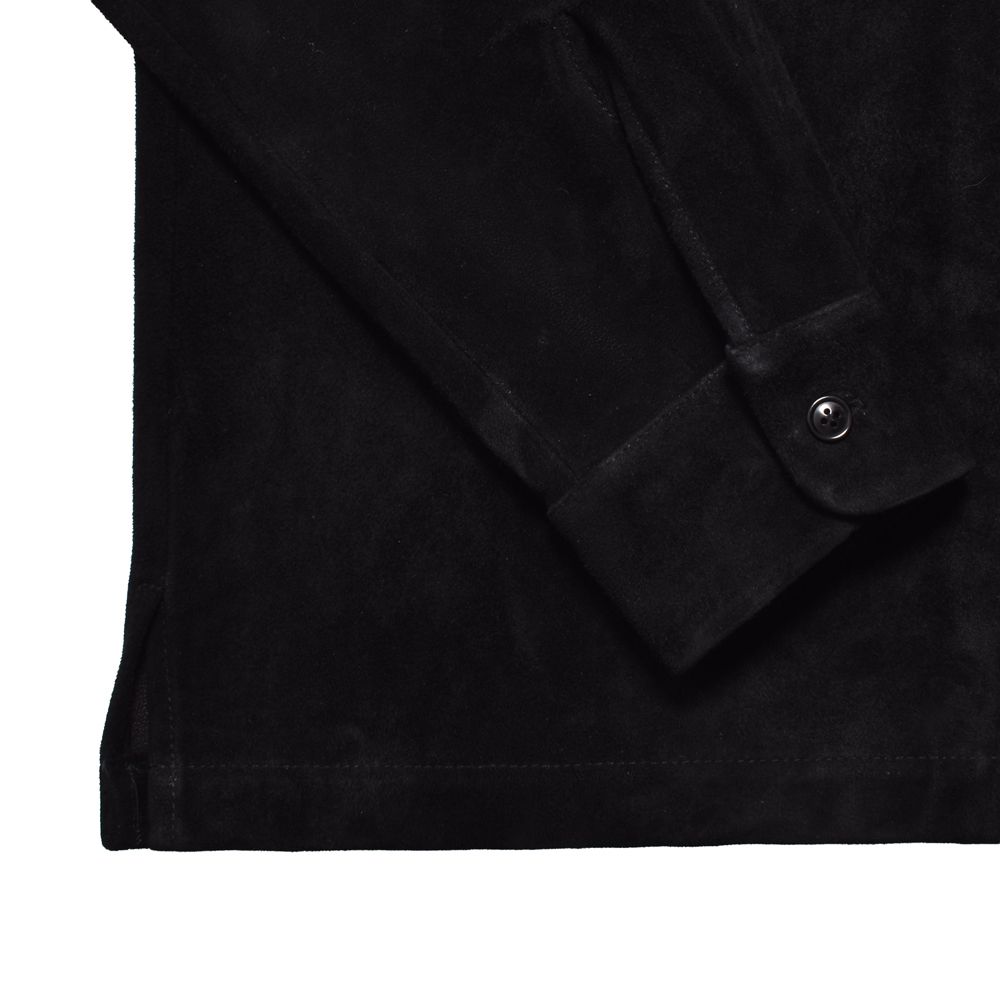 Full Grain Suede Open Collar Work Shirt  - BLK / MDFBF10501
