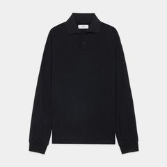 TWO BUTTON POLO L/S TEE - BLACK / ウォッシャブルウール天竺 - 2ボタンポロL/S Tee / M25C21CS03C