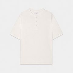 HENLEY NECK TEE - WHITE / 30/1オーガニックコットン空紡天竺 - ヘンリーネックTee / M26B14CS01B