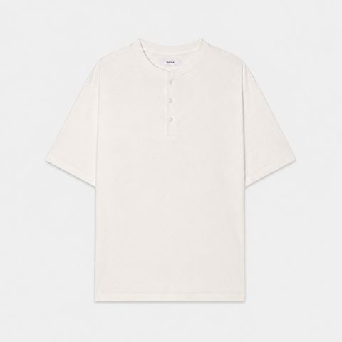 HENLEY NECK TEE - WHITE / 30/1オーガニックコットン空紡天竺 - ヘンリーネックTee / M26B14CS01B