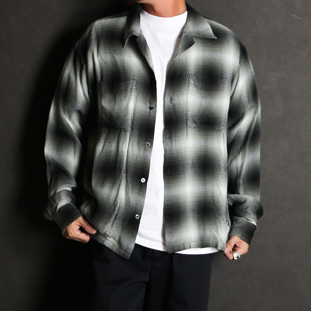 R.Flannel Ombre Open Collar SH - BLT / 2604-5002
