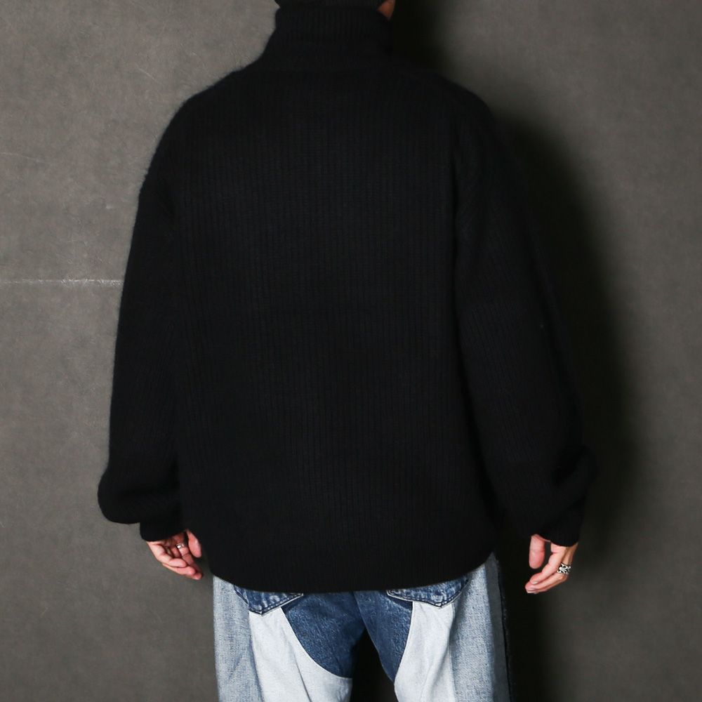 RACCON HALF ZIP KNIT - BLACK / ハーフジップニット / VTM-26-K-106
