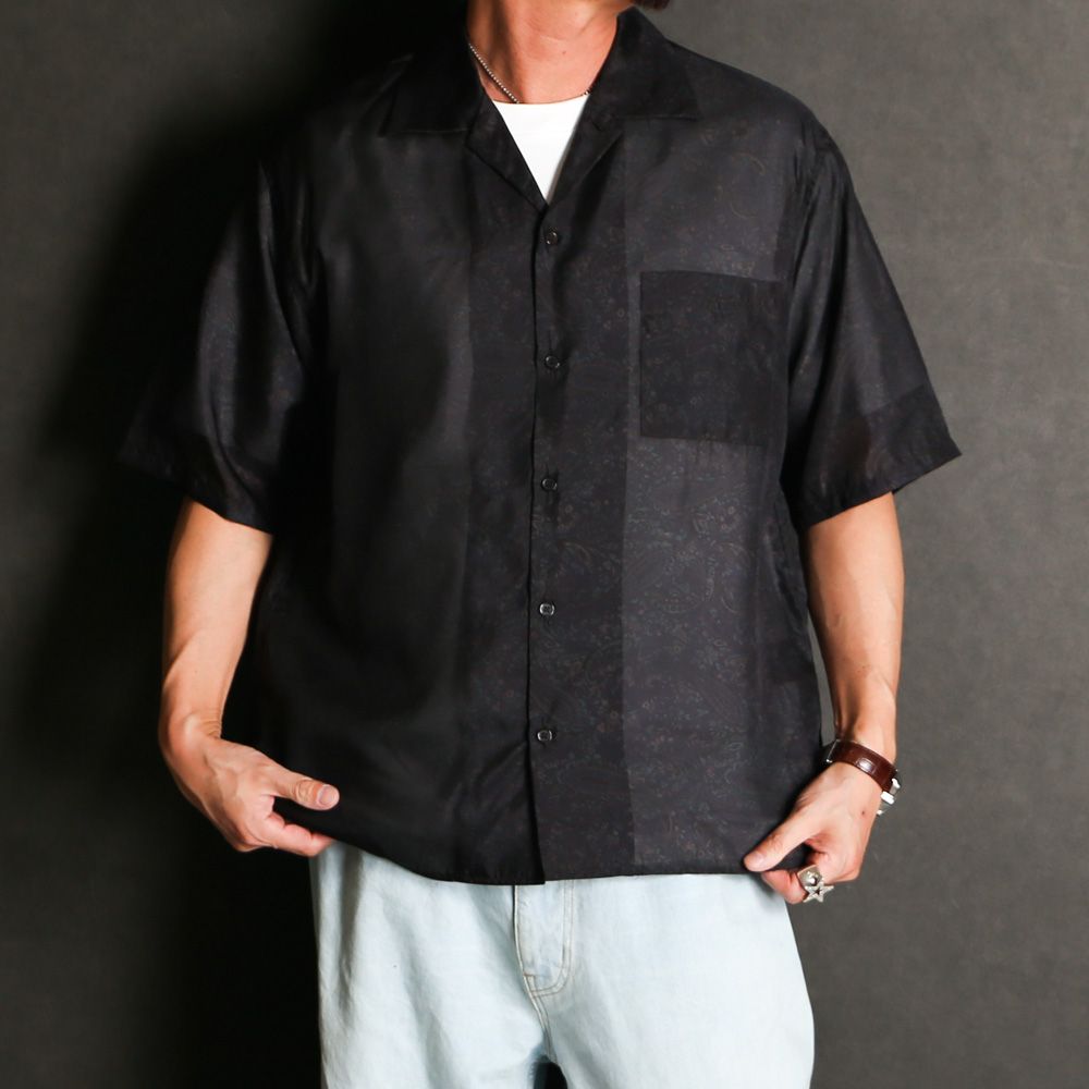 【ラスト1点-サイズ2】 SILK OPEN COLLAR S/S SHIRT - PAISLEY / 8匁シルク羽二重 - シルクオープンカラーシャツ / M26A21SH02B