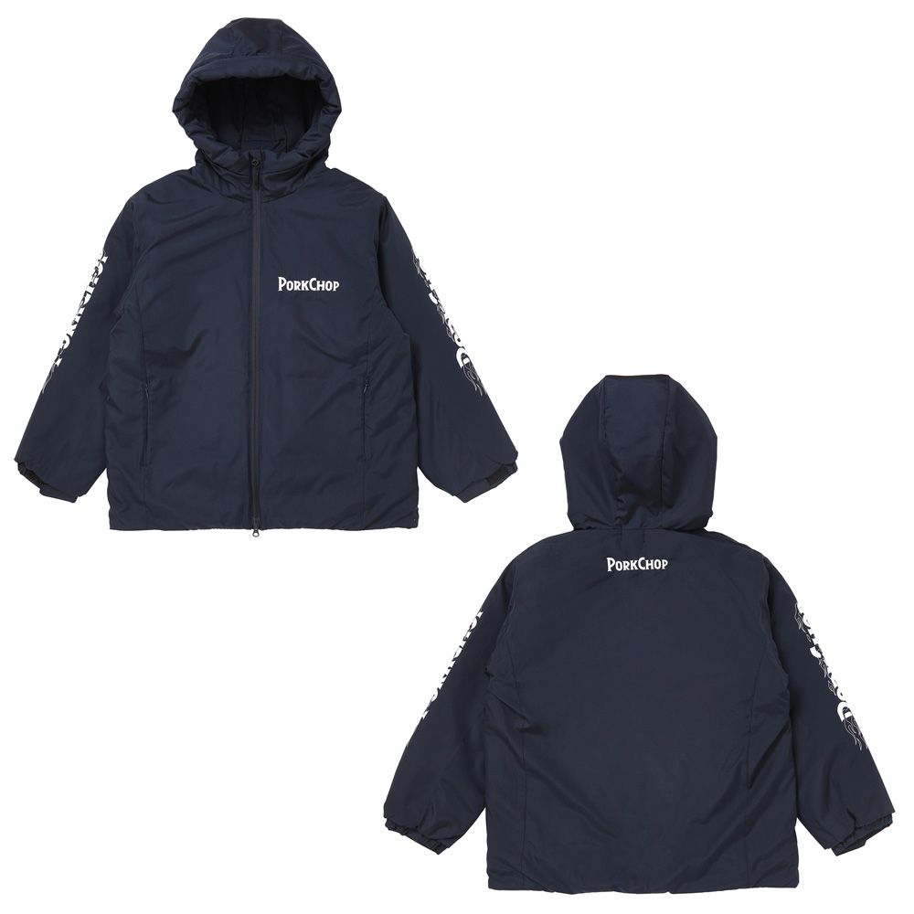 BURNING LOGO HOODED JKT / 中綿フーデッドジャケット