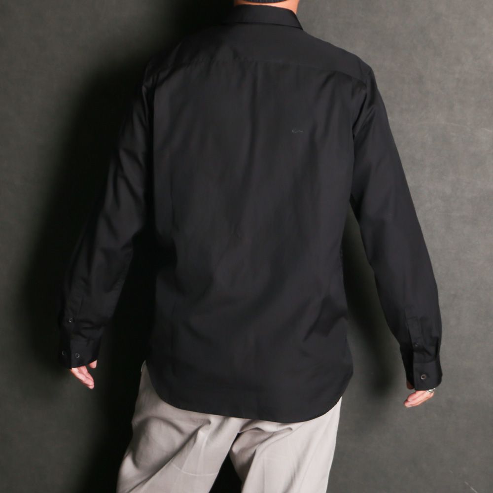 "Tape Embroidery" Embroidery Shirt - Black / レギュラーカラーシャツ / TA26AW-SH046