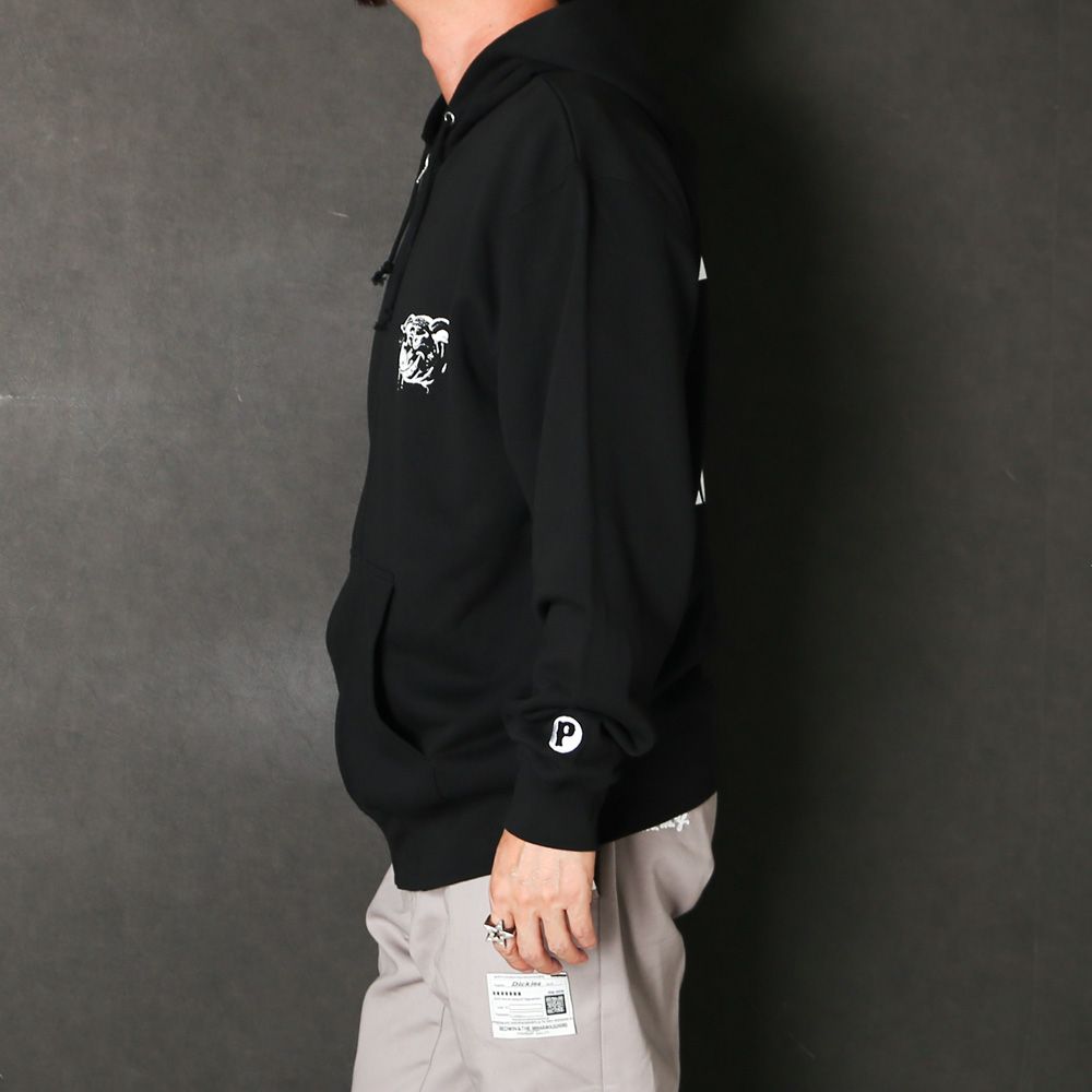 HUNGRY ZIP UP HOODIE - BLACK / ジップアップパーカー