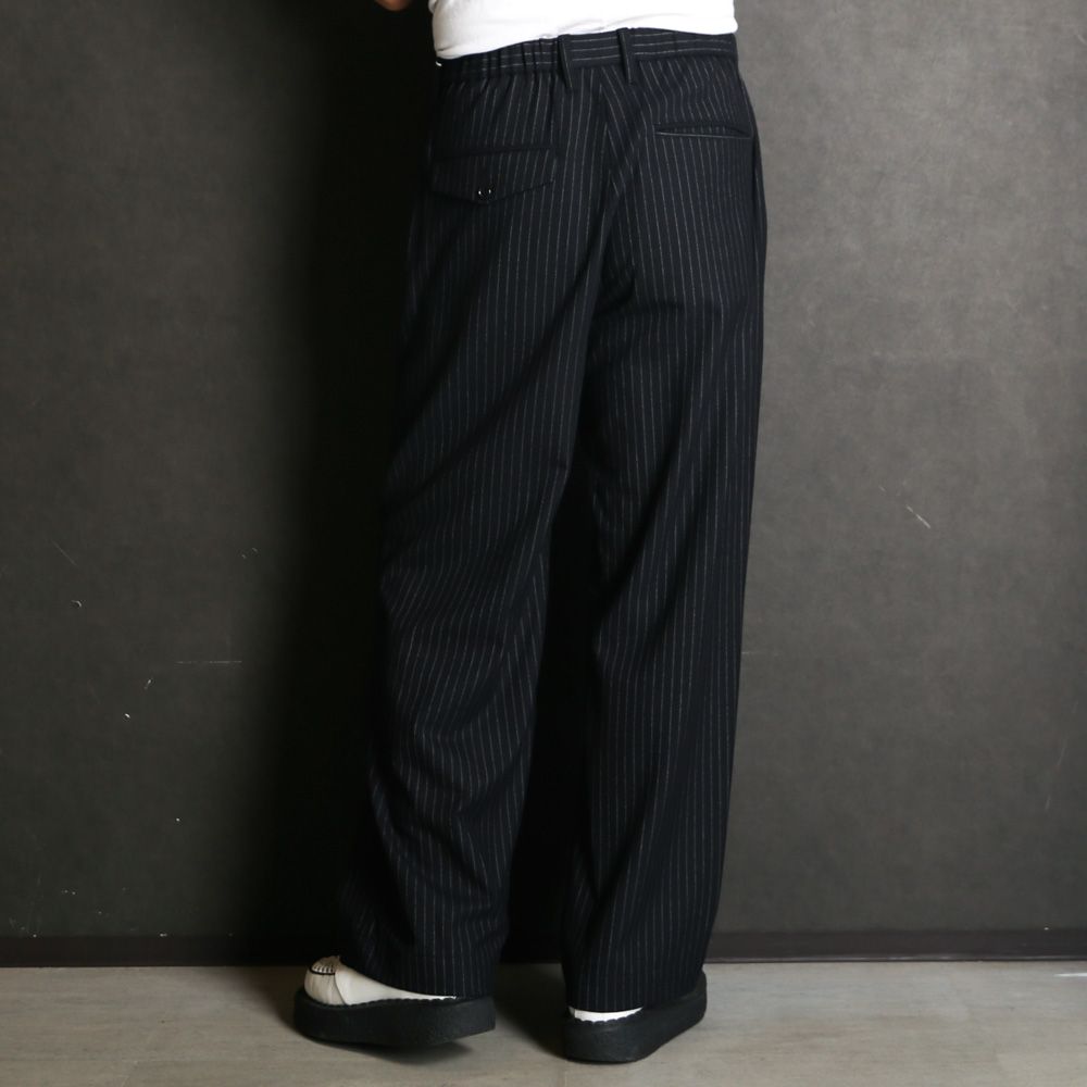 Wide Chalk Stripe Utility Trousers / ワイドトラウザー - ポリエステルレーヨン 2WAYストレッチ / SN-633B