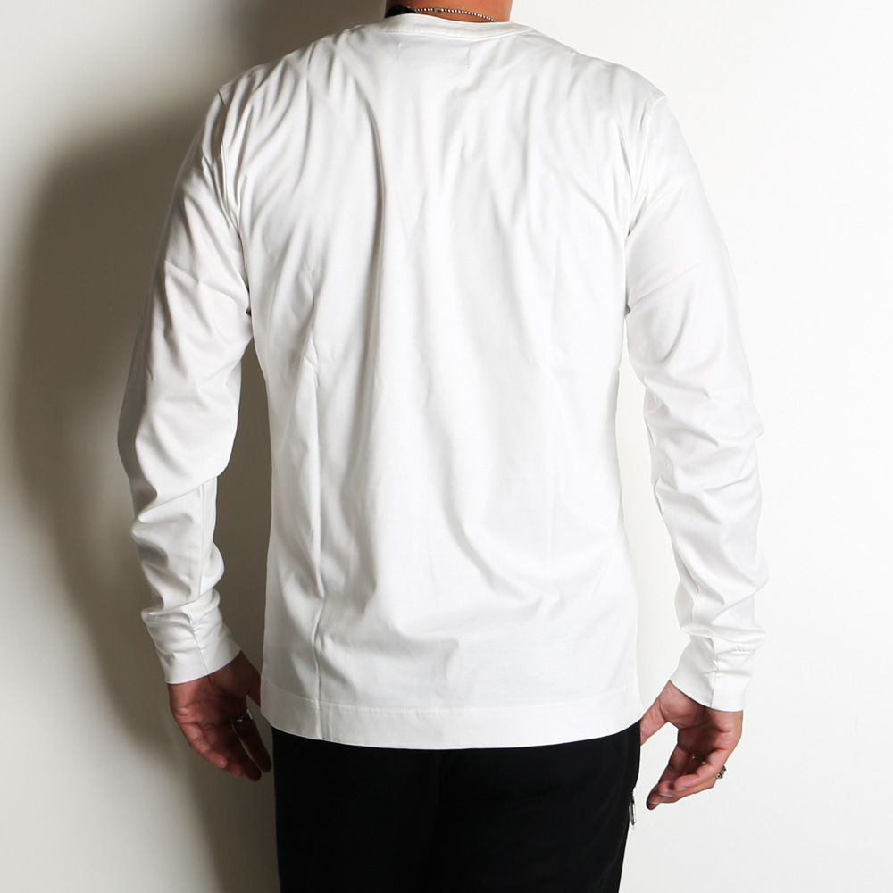 HENLEY NECK SUPER MERCERIZED LONG SLEEVE T-SHIRT - WHITE / ダブルシルケット ヘンリーネック ロングスリーブTシャツ / UST-24058