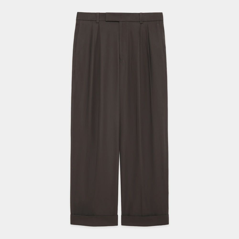 DOUBLE PLEATED SEMI EASY TROUSERS - CHARCOAL / 60/2オーガニック強燃ボイル3/2ツイル - ダブルプリーテッドセミイージートラウザーズ / A26A16PT01C