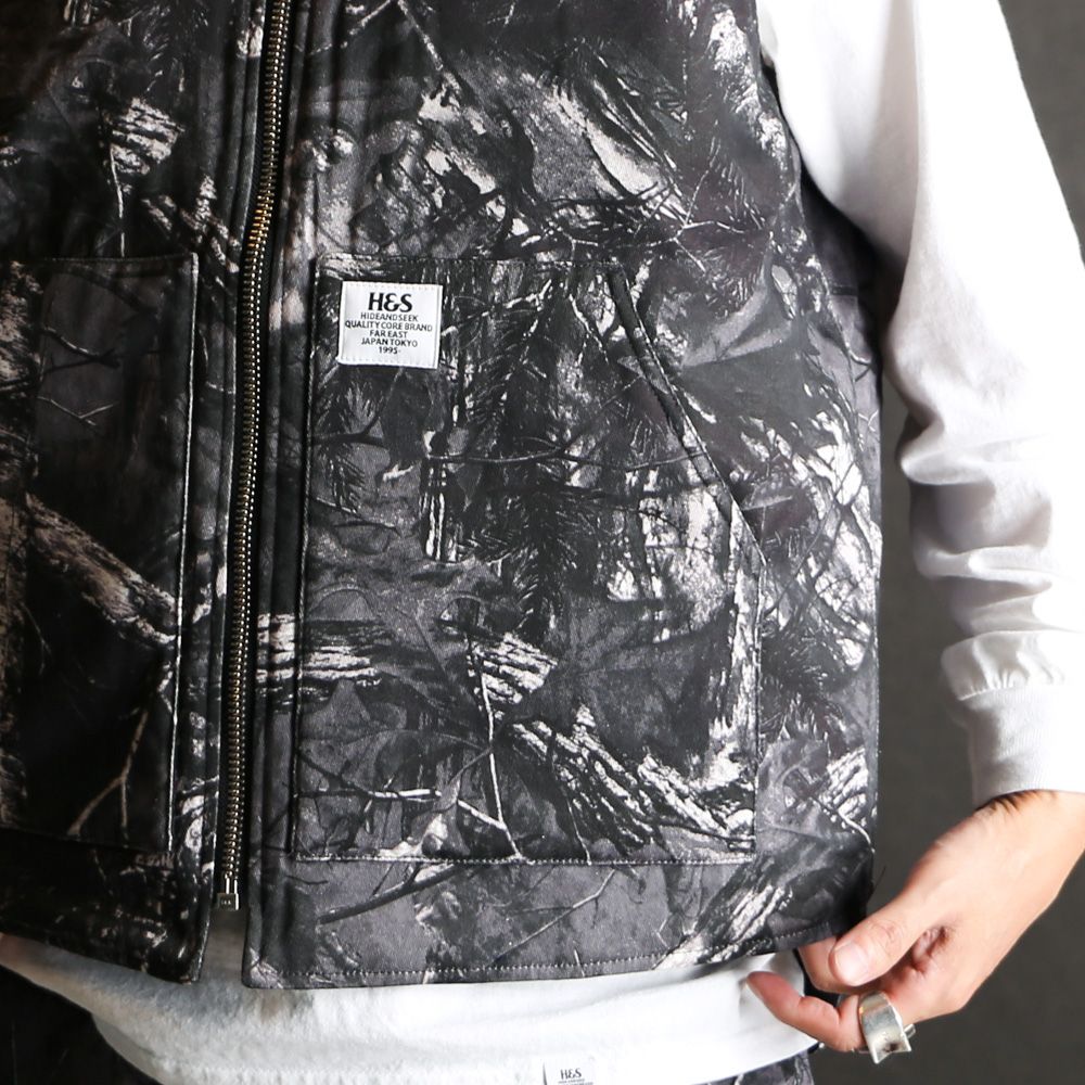 Camo Zip Work Vest - BLK Camo / ワークベスト / HJ-100225