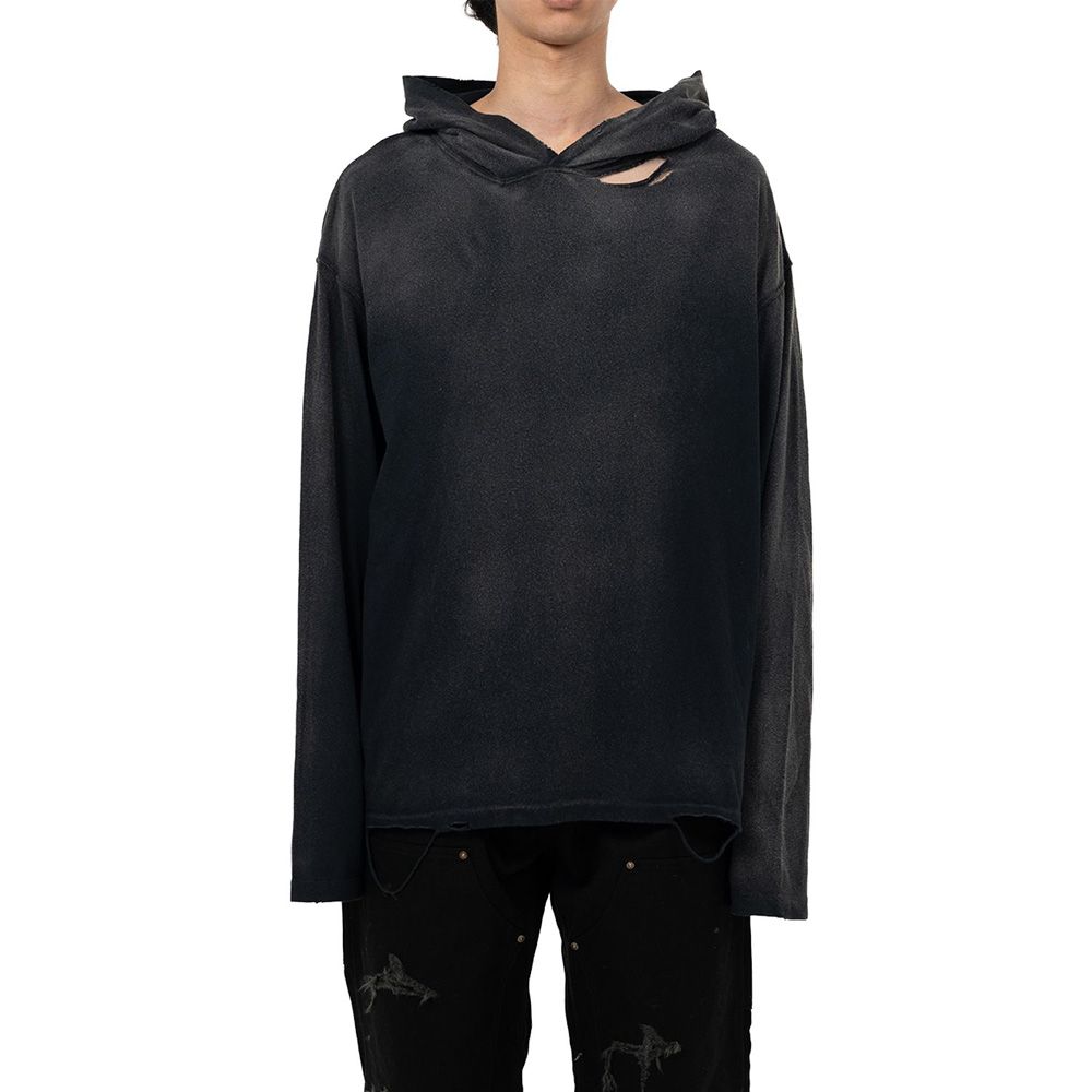 Distressed Light Weight Hoodie - BLACK / ライトウエイト フーディー / G15HD089
