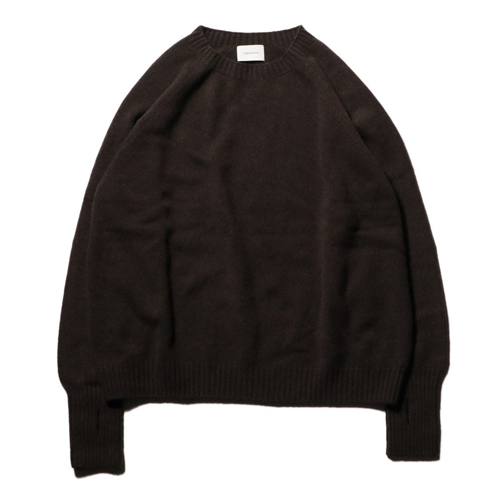 Wholegarment knit sweater - Wool & cashmere & silk - Brown / ホールガーメント クルーネックセーター - ウール & カシミヤ & シルク / SNKN-001D