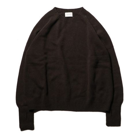 Wholegarment knit sweater - Wool & cashmere & silk - Brown / ホールガーメント クルーネックセーター - ウール & カシミヤ & シルク / SNKN-001D
