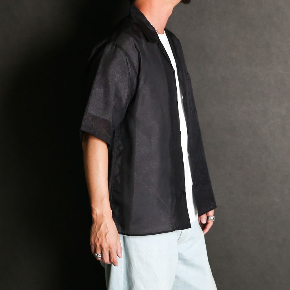 【ラスト1点-サイズ2】 SILK OPEN COLLAR S/S SHIRT - PAISLEY / 8匁シルク羽二重 - シルクオープンカラーシャツ / M26A21SH02B