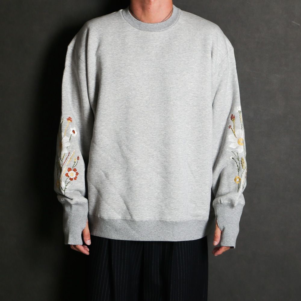 Embroidered Jacquard Crewneck Sweatshirt - Gray / クルーネック スウェット / SN-632B