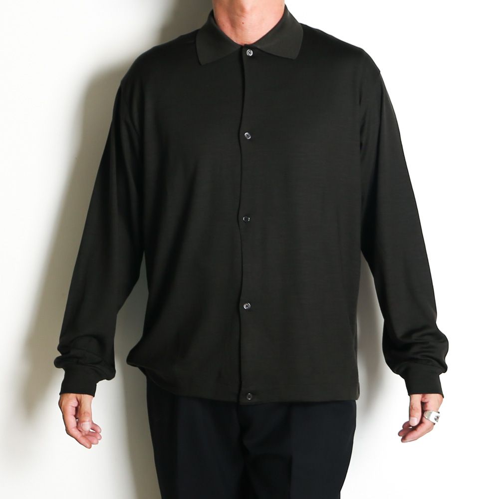 Shirt Cardigan - Dark Olive / スーパー100sウォッシャブルウール天竺 - シャツカーディガン / M26C15CS01C